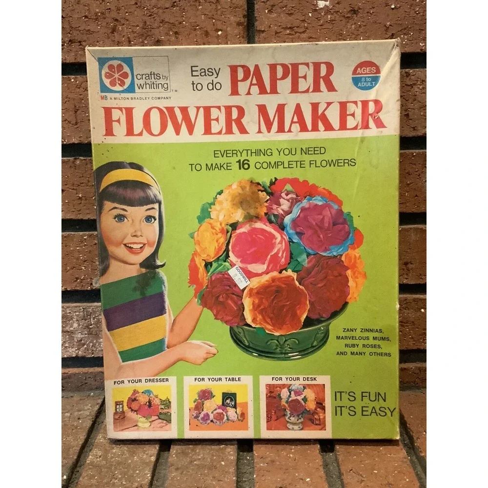 Vintage Milton Bradley Craft By Whiting Paper‎ Flower Maker 1971